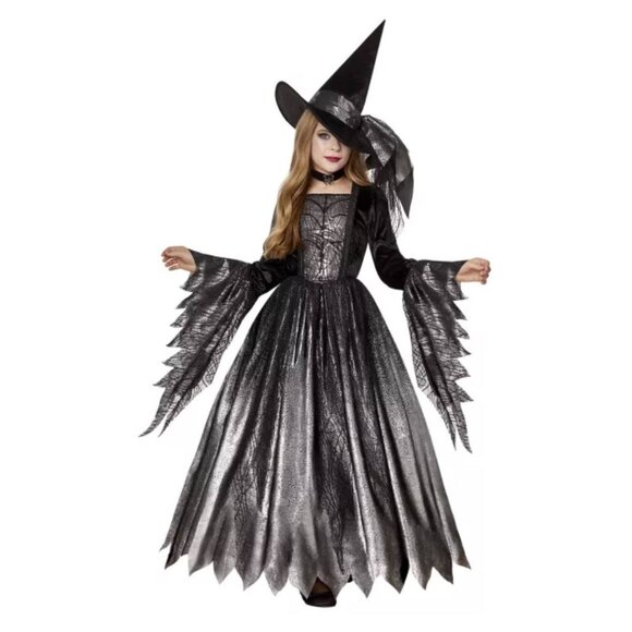 Spirit Halloween Kids' Gothic Witch Costume Halloween Spider Web Hat Size Small - Picture 1 of 9